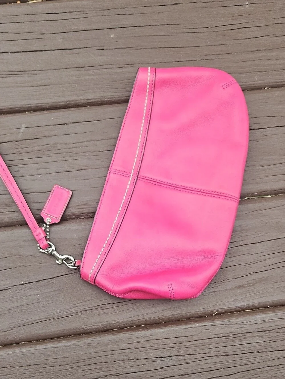 Coach Hot Pink Leather Wristlet Clutch